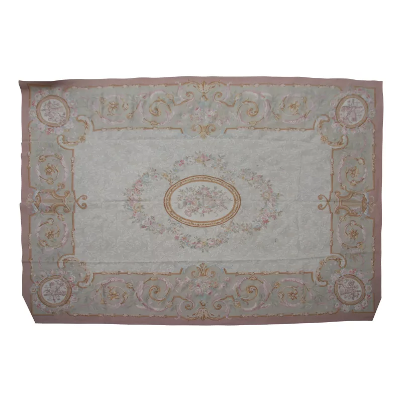 Aubusson rug design 0158 Colours: green, pink, brown, blue, … - Moinat - Rugs