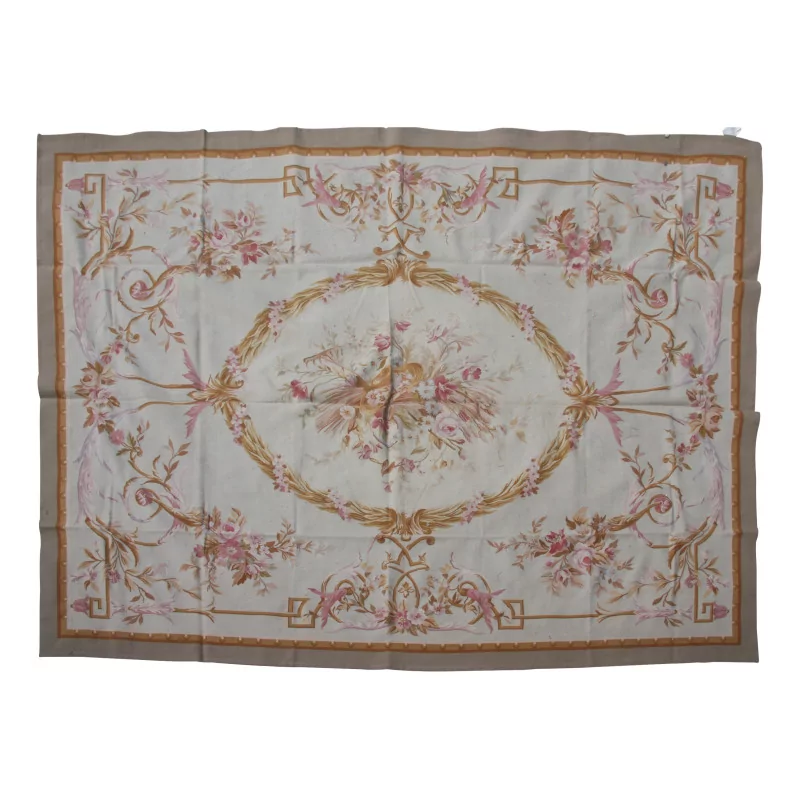 Teppich Aubusson Dessin 0195 Farben: Rosa, Beige, Braun, … - Moinat - Teppiche