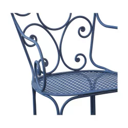 \"Echichens\" model armchair in wrought iron with sheet metal seat