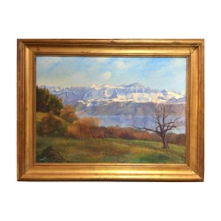 Картина, масло на панели, подпись справа внизу Альберт…