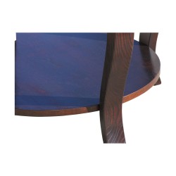 Pedestal table, low table, in blackened stained ash wood, 2