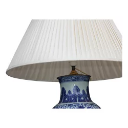 chinesische Porzellanlampe in Blau und Weiß mit