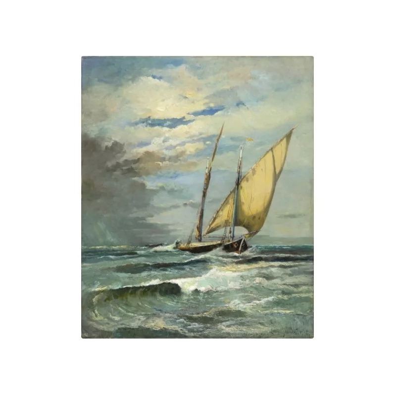 Oil painting on canvas “Le coup de Joran”, signed and dated and … - Moinat - Painting - Landscape