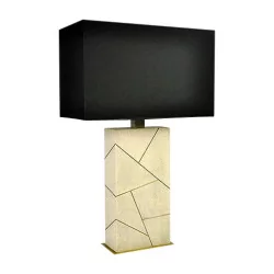 Shagreen lamp in antic white color with inlays of