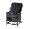 Armchair (garden) model CARIBE in black wicker, style … - Moinat - Armchairs
