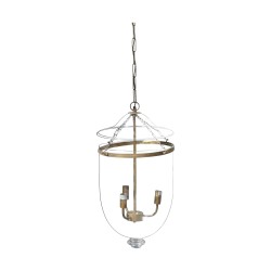 Lanterne cloche en verre et bronze, 3 lumières.