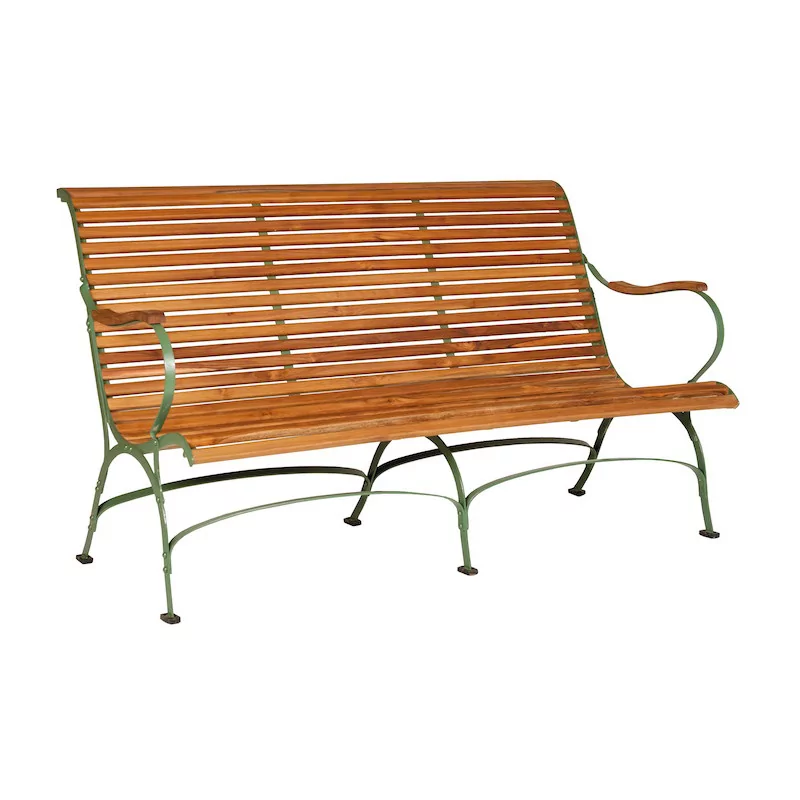3-местная садовая скамейка Martragny из кованого железа, окрашенного в зеленый цвет. - Moinat - VE2022/2