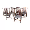 Set of 7 chairs and 1 Chippendale model armchairs, in - Moinat - Chairs