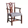 Chippendale-Sessel aus Mahagoniholz, Sitzfläche mit bezogen - Moinat - Armlehnstühle, Sesseln