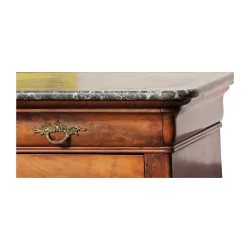 Louis-Philippe chest of drawers in burl walnut with gray marble top …
