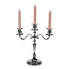 silver metal chandelier with 3 lights - Moinat - Candleholders, Candlesticks