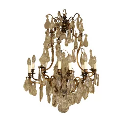 Louis XV chandelier in gilded bronze and crystals, 15 lights. END …