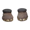 Pair of elephant feet transformed into a pouf with chest, trophy... - Moinat - Decorating accessories