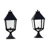 Pair of square outdoor lanterns (Floor lamp), on foot … - Moinat - Standing lamps