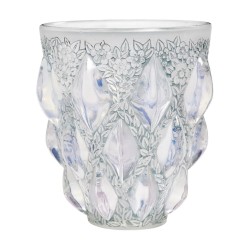 RAMPILLON model vase, in colorless pressed glass with a milky look…