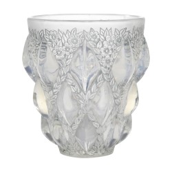 RAMPILLON model vase, in colorless pressed glass with a milky look…