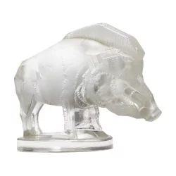 Presse - papier “Sanglier”, en verre incolore et sur une base …