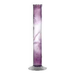 white glass vase covered with purple and engraved with water - …