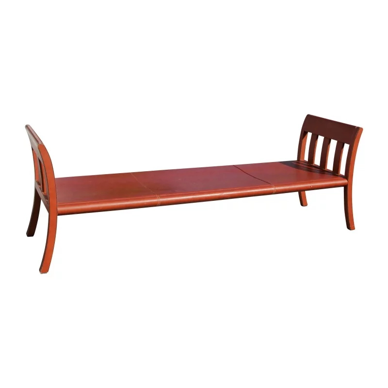 large brown leather bench seat with topstitching... - Moinat - Stools, Benches, Pouffes large brown leather bench seat with topstitching... - Moinat - Stools, Benches, Pouffes