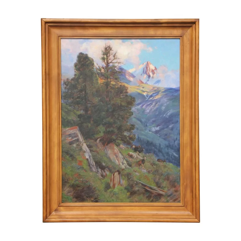 Oil painting on canvas signed lower right by Fritz - Moinat - Painting - Landscape