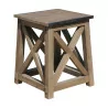 Atelier style square end table in gray patinated wood - Moinat - End tables, Bouillotte tables, Bedside tables, Pedestal tables