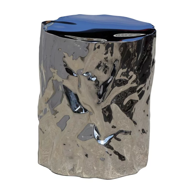 Tabouret en métal poli et chromé inspiré d'un tronc d'arbre ou … - Moinat - Tabourets, Banquettes, Poufs Tabouret en métal poli et chromé inspiré d'un tronc d'arbre ou … - Moinat - Tabourets, Banquettes, Poufs