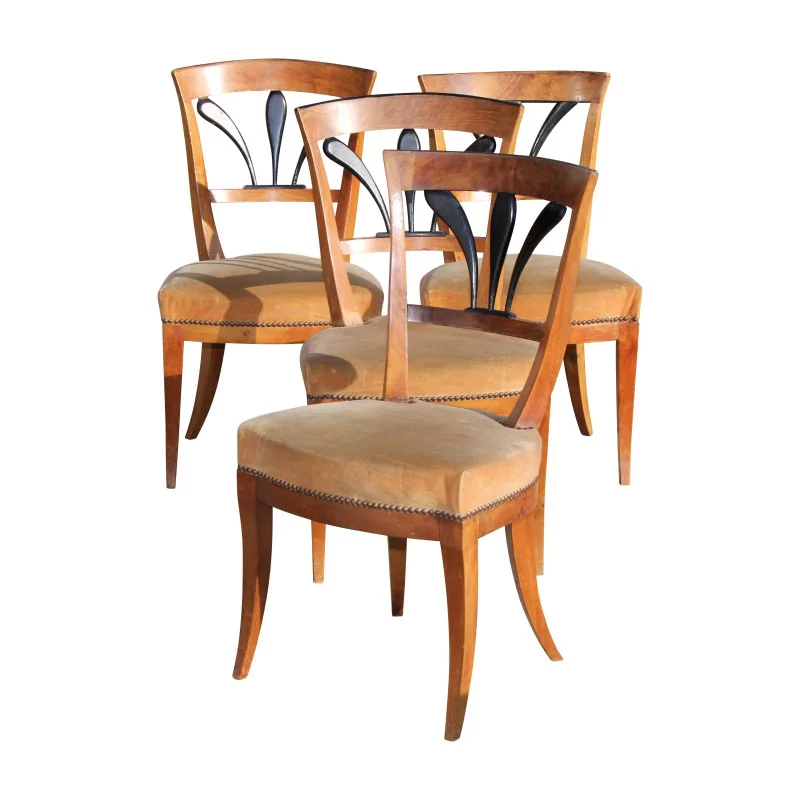 Set of 4 Directoire palmette chairs with seat … - Moinat - Chairs