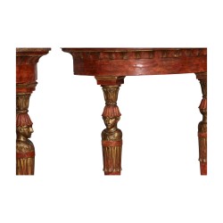 Pair of Directoire half-moon wall consoles in painted wood …