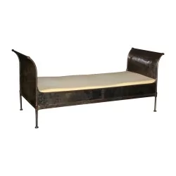 张乡村风格钢制床（床垫尺寸 174 x 77 厘米）