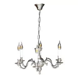 Nickel-plated bronze chandelier with 6 lights, electrification …