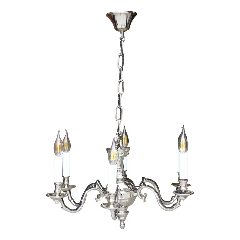 Nickel-plated bronze chandelier with 6 lights, electrification … - Moinat - Chandeliers, Ceiling lamps