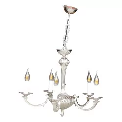 Nickel-plated bronze chandelier with 5 lights, electrification …