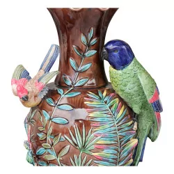 个 Barbotine 陶器花瓶。法国，20世纪