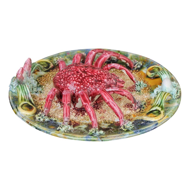 Earthenware plate from Barbotine “Crab”. 20th century - Moinat - Chinaware, Porcelain Earthenware plate from Barbotine “Crab”. 20th century - Moinat - Chinaware, Porcelain