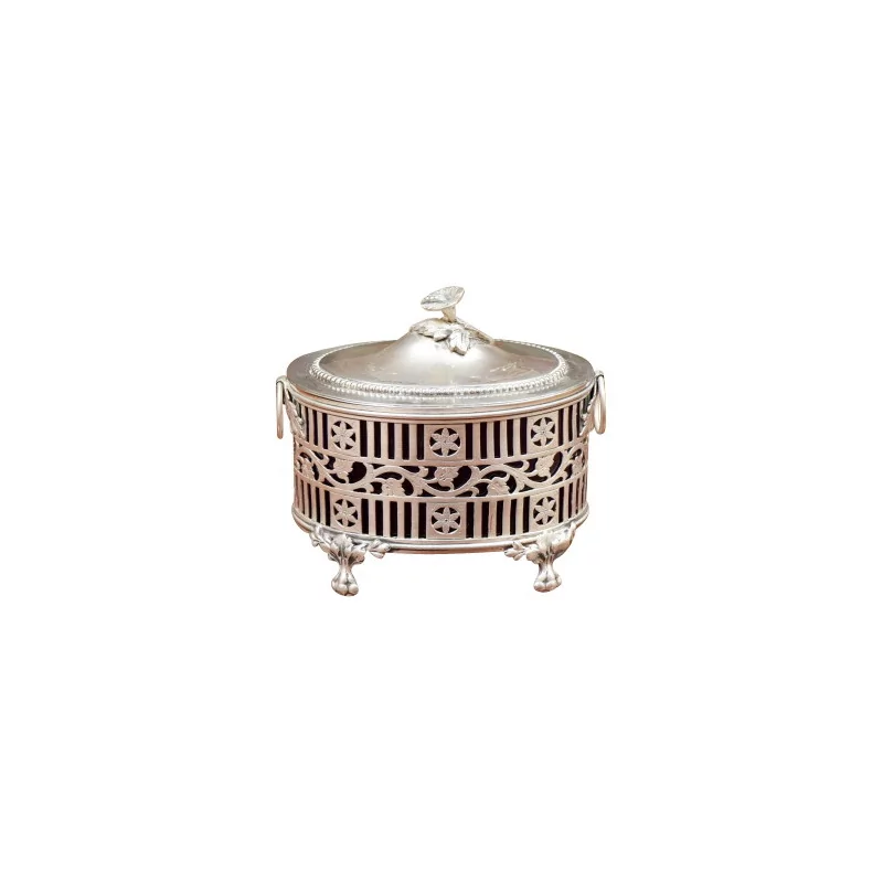 Coupe ovale en argent, quadripode, à décor ajouré de motifs … - Moinat - Argenterie