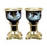 Paar Vasen Napoleon III, mit zentralem Korpus aus emailliertem Metall … - Moinat - Schachtel, Urnen, Vasen