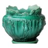 Cache pot et sa colonne en barbotine coloris vert - Moinat - Porcelaine