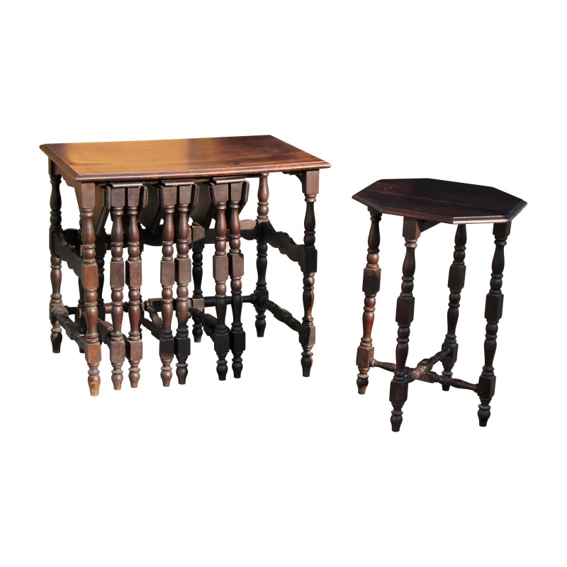 张咖啡桌,带 4 张小嵌套桌(40 x 56 厘米) - Moinat - End tables, Bouillotte tables, 床头桌, Pedestal tables 张咖啡桌,带 4 张小嵌套桌(40 x 56 厘米) - Moinat - End tables, Bouillotte tables, 床头桌, Pedestal tables