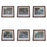 Series of 6 paintings under glass, “country scene”. 20th … - Moinat - VE2022/1
