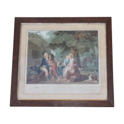 Serie von 6 Gemälden unter Glas, „Landszene“. 20. …