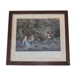 Serie von 6 Gemälden unter Glas, „Landszene“. 20. …