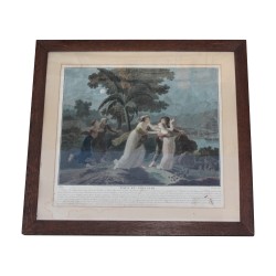 Serie von 6 Gemälden unter Glas, „Landszene“. 20. …