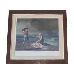 Serie von 6 Gemälden unter Glas, „Landszene“. 20. …