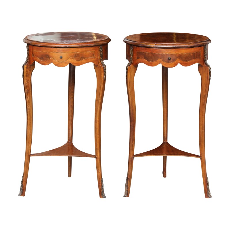Pair of Louis XV style tripod bedside tables in … - Moinat - End tables, Bouillotte tables, Bedside tables, Pedestal tables