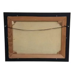 布面油画《日内瓦湖上的三桅帆船》署名于右下方