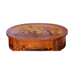 Paar Beistelltische aus eingelegtem Holz mit 1 Schublade und …
