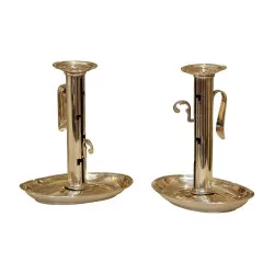 Paire de bougeoirs en argent entièrement restaurés. 19ème