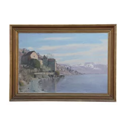 Oil painting on canvas “Château de Glérolles” signed lower …