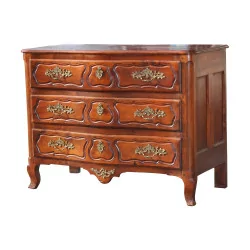 Louis XV chest of drawers in walnut wood with 3 drawers and …