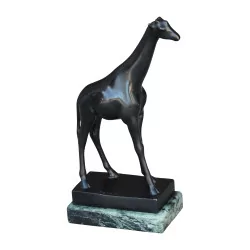 Bronze "Girafe" patine noire brillante, cire perdue, signé